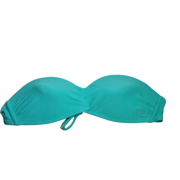 OP Ocean Pacific Junior's Y2K‎ Turquoise Molded Foam Bandeau Bikini Bra Size M - Picture 1 of 3
